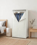 Heavy Duty Hanging Closet Organizer With Full Zip Cover 36 Inch Wide Clothes Storage Rack For Bedrooms And Dorm Rooms, light grey design.