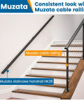 Bulletproof Stainless Steel Stair Handrail Ten Foot Wall Mount With No Sweat Setup Pre Drilled Holes Heavy Duty Family Safety Grip Commercial Grade Railing Built Tough For Every Household, installed on stairs with Muzata cable railing.