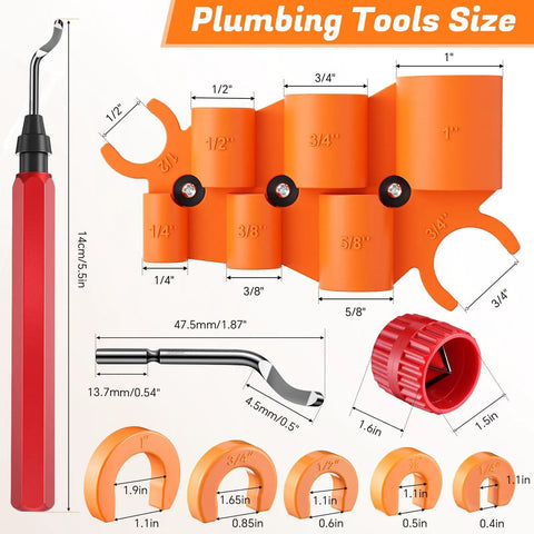Four Piece Plumbing Tools Kit With Pipe Depth Gauge And Copper Deburring Reamer With HSS Blades Push Fit Disconnect Clip dimensions
