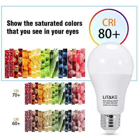 Lit A19 LED Bulbs 150 Watt Equivalent 5000K Daylight E26 Base 15W 1600 Lumens No Flicker Non Dimmable 12 Pack with CRI 80+