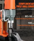 Heavy Duty 1450W Magnetic Drill Press With 2 Inch Boring Capacity And 12500/12800N Magnetic Pull, 800 RPM Portable Electric Mag Drill For Onsite Work showcasing twist drill chuck.
