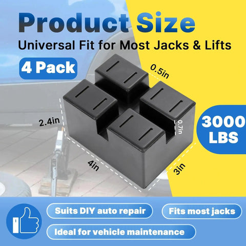 Heavy Duty Pinch Weld Jack Pad 4 Pack Built Tough Solid Rubber Auto Lift Blocks For Jacks And Stands 4 By 3 By 2.4 Inches Rail Protector And Bracket 3000 Lb Capacity Durable Stable Vehicle Lifting