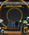 3000mAh battery and charger for 16 Lines Self Leveling Laser Level With LCD Power Display 4x360 Degree Green Cross Lines