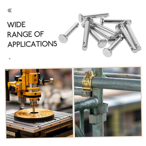 10 Pack Stainless Steel Clevis Pins M3x16 M3x20 Flat Head Single Hole Clamps For Scaffolding And Machinery Heavy Duty Rigging Hardware No Sweat Setup Tough As Nails Industrial Build shown in an industrial setting with machinery.