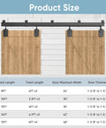 8ft Beefy Box Rail Exterior Barn Door Hardware Kit for Sliding Barn Doors, Outdoor Ready, with 450 Lb Capacity shown installed