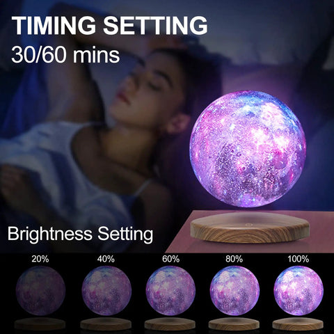 Floating Moon Lamp With 18 Colors, 5.9 Inch Magnetic Levitation Night Light That Spins In Air, Remote Included, timing and brightness settings
