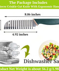 Suuker crinkle-cut knife with green ergonomic handle; stainless steel wave blade, 8.86in overall length for vegetables