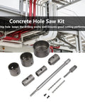 Heavy Duty Concrete Hole Saw Set With Special Shank For Super Fast Cement Brick Wall Water Pipe Drilling And High Wear Carbide Teeth That Last Forever Without Burning, concrete hole saw kit with cores and shank