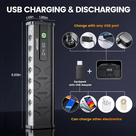 Ultra Bright 5000 Lumen Bike Front Light And Taillight Combo USB charging feature with digital display and USB ports