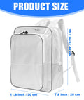 Heavy Duty Pvc Antistatic Backpack With Spacious Transparent Front Panel Ergonomic Tool Pack Built Solid For Cleanroom Protocols And All Day Job Site Hauls, dimensions shown: 15.7x11.8x7.8 inches.