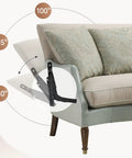 Heavy Hitter Dual Phase Sofa To Bed Converter Kit featuring adjustable black steel hinges and sofa angles at 100°, 135°, and 180°.