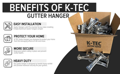 Box of Gutter Hangers 5 Inch With PreInserted Rust Resistant Screw Heavy Duty Rain Gutter Brackets for 5 Inch K Style Aluminum Gutters
