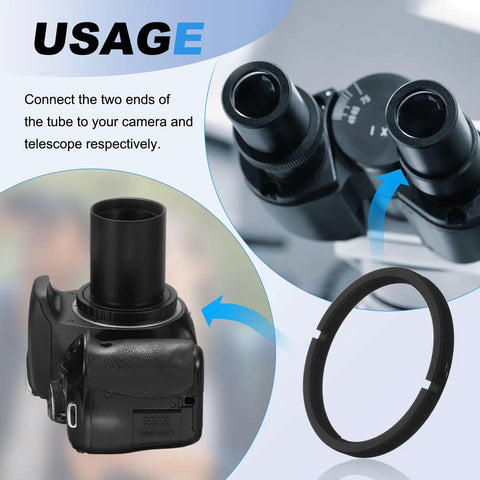 Usage guide for Telescope Adapter Ring M48 To M42 Female To Male Thread 0.75 mm Pitch Aluminum Alloy Step Up Ring with camera setup.