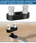 Heavy Duty Cable Bender Tool For Electrical Work with black base and silver knobs, connects to standard half inch ratchet.