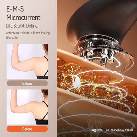 3-In-1 Body Sculpting Machine With Red Light Vacuum Suction And Microcurrent for arms and skin contouring effect visible.