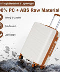 28 Inch Large Checked Luggage With Dual Spinner Wheels Lightweight PC Plus ABS Hardshell Case Scratch Resistant White Suitcase