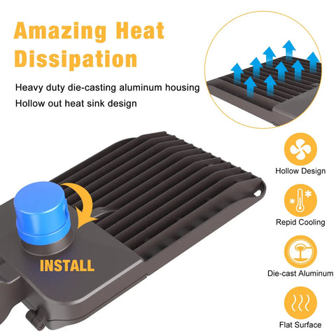 Powerful 200W LED Shoebox Parking Lot Light With 28,000 Lumens, 5000K Daylight, IP65 Waterproof Dusk To Dawn Sensor, heat dissipation design