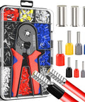 Ferrule Crimping Tool Kit With 1500 Pcs Of 11 Sizes Wire End Ferrules, AWG 23 To 7 Ratchet Pliers For Electricians, Automotive And DIY Electrical Projects.