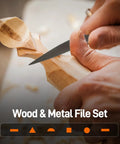 12-Piece Metal Needle File Set With 3 Quick Change Blades and HCS Woodworking Files used on wood carving project.
