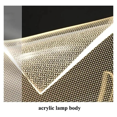 Close-up of sleek modern acrylic lamp body showcasing intricate design for LED chandelier; perfect for home decor.
