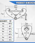 FITHOIST I-beam lifting clamp, 3T capacity, adjustable opening 3.1–12.6 in, front and side views.