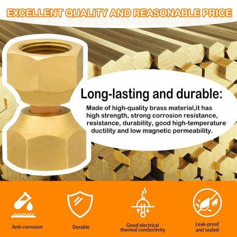 Two Pack One Half Inch Female To One Half Inch Female Double Flare Swivel Brass Adapter Fittings With Beefy Brass Build And Easy Install Swivel Nut Flare Tube Connector For Valve Lines Hydraulic Automotive And HVAC DIY Projects brass adapter