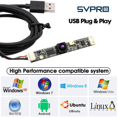 Dope 8MP USB Camera Module With Built In Microphone For Lightburn Laser Engraver shown with USB cable and compatible systems