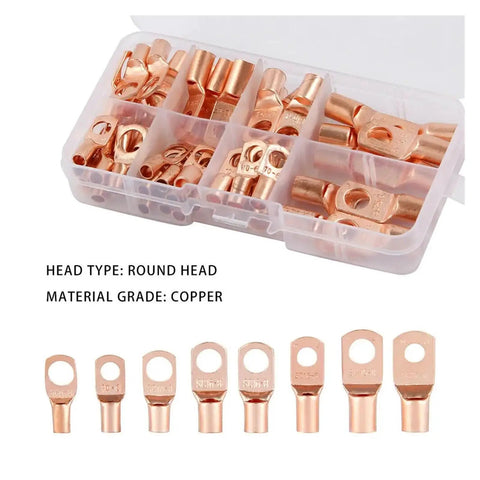 Get This Cool 60 Pc Copper Cable Crimp Terminal Connector Kit With Sc6-25 Wire Lug Ring Connectors Perfect For Wiring Jobs And Making Solid Electric Connections On Your Vehicle Or Home Project Today. copper crimp terminal kit in plastic case