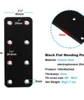 Diagram of 20 Pack Black Mending Plates 4 Inch Long By 1-1/2 Inch Wide Straight Wood Connector Carbon Steel Predrilled With Eight Countersunk Holes