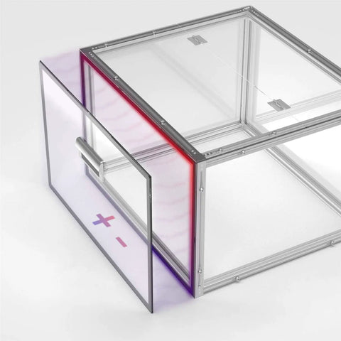 Kaba Acrylic CNC Enclosure For 3018 Series And 1810 Pro ProVer MX3 shown with open door, clear acrylic and metal frame.