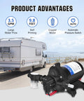12V RV Fresh Water Pump With 3.5 GPM At 45 PSI Self Priming Diaphragm Water Pump near camper by sea