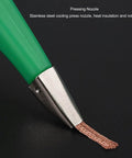 Close-up of pressing nozzle with Brass Desoldering Wick Braid With Flux, 2m Length, 3mm Width, Solder Removal Wire for PCB Cleaning