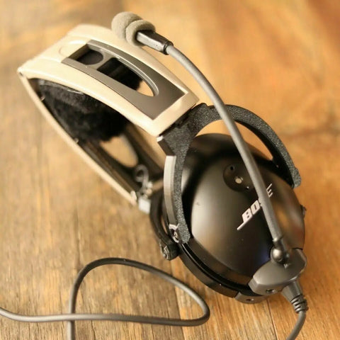 Aviation headset showing earcup yokes and screws, illustrating Repair Kit For Aviation Headset Model A10 Replacement Parts...