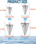 Pyramid Sinkers Fishing Weights Kit for Saltwater Surf Fishing Lead Sinkers Set in 1oz 2oz 3oz 4oz Quick Submersion