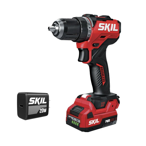 12V Brushless Cordless Half Inch Compact Drill Driver Kit With 2.0Ah USB C Battery And 20W PD Charger For Tight Spaces And Overhead Work