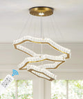 Lit Crystal Rings LED Chandelier With Integrated LED Strips Stainless Steel Frame Modern Hanging Ceiling Light For Living Room