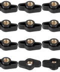 12 Pack 1 Quarter Inch Wing Knobs Through Hole T Knobs Hand Screw Nut Plastic Handle Clamping Knob With Steel Insert For T Track Accessories