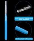 Interdental Brush And Toothpick Kit For Braces 100 Pack in Bright Colors with comfort grip and nylon-coated brush head.