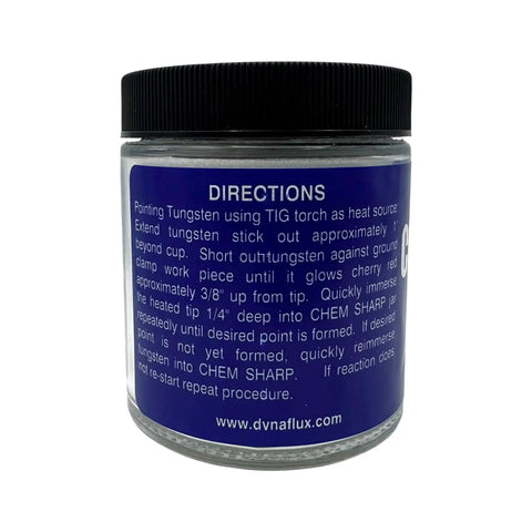 DF600 Tungsten Sharpener With 4.5 Oz Chemical Sharpening Compound For TIG Welding Electrodes jar with usage directions.