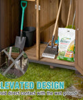 Sturdy Outdoor Storage Shed With Metal Frame And Adjustable Shelves Large Capacity Tool Cabinet For Backyard Garden Patio Lawn Waterproof Sloped Roof Brown Build For Weatherproof Outdoor Organization with elevated floor design.
