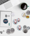 Killer 300 Sets 1.25 Inch Button Maker Supplies Featuring 32 Mm Pinback Parts with various designs on a white desk.