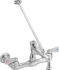 Two-Handle M-DURA Service Sink Faucet with Vacuum Breaker, ADA compliant, chrome finish, 2.5-inch handles, heavy-duty pail hook visible