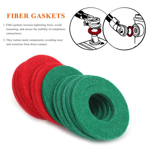 Beefy Battery Terminal Connectors With Anticorrosion Washers And Color Coded Top Post Clamps For Hassle Free Cable Hookup Heavy Conductive Ends Rock Solid Grip Drop In Ready Replacement For Cars Trucks Boats Rvs featuring red and green fiber gaskets.