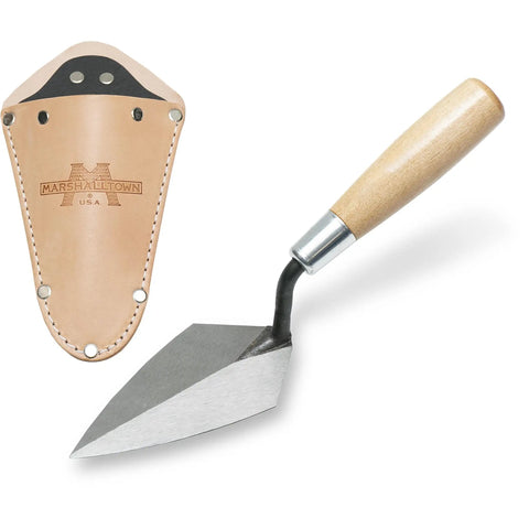 Archaeology Pointing Trowel With Leather Holster And Wood Handle, 5 X 2.5 Inch High Carbon Steel Blade, Heavy Duty USA Made