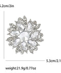 Blue Center Gem Rhinestone Flower Brooch For Women Eight Color Inlay Crystal Pins Jewelry Accessory For Office Party Casual Wear A Luxe Sparkly Statement Piece That Elevates Any Outfit And Makes A Great Gift, 2 inch diameter shown with measurements