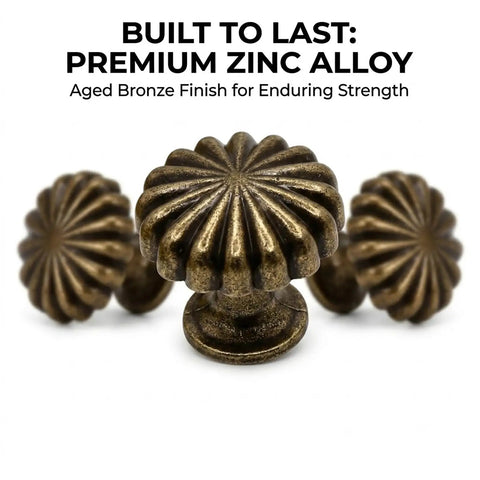 Heavy Duty 15 Piece Antique Brass Cabinet Knobs Offering A Hella Smooth Vintage Sunburst Finish That Looks Absolutely Slick On Kitchen Drawers Bedroom Dressers And Brings Serious Value To Fast Diy Renos, featuring aged bronze finish and premium zinc alloy.