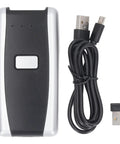 Pocket Bluetooth Barcode Scanner 1D 2D QR Code Reader With Red Light CCD, Wireless 2.0 and 2.4G, black and silver handheld design