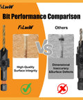 Comparison of high-quality surface integrity drill bit vs. standard bit, FiLwW branding, highlighting bit performance differences.