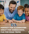 Ultimate Geography Flash Cards Set With 100 Countries Capitals Flags Maps And Continent Codes For Kids held by teacher with children in classroom