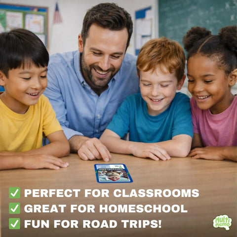 Ultimate Geography Flash Cards Set With 100 Countries Capitals Flags Maps And Continent Codes For Kids held by teacher with children in classroom